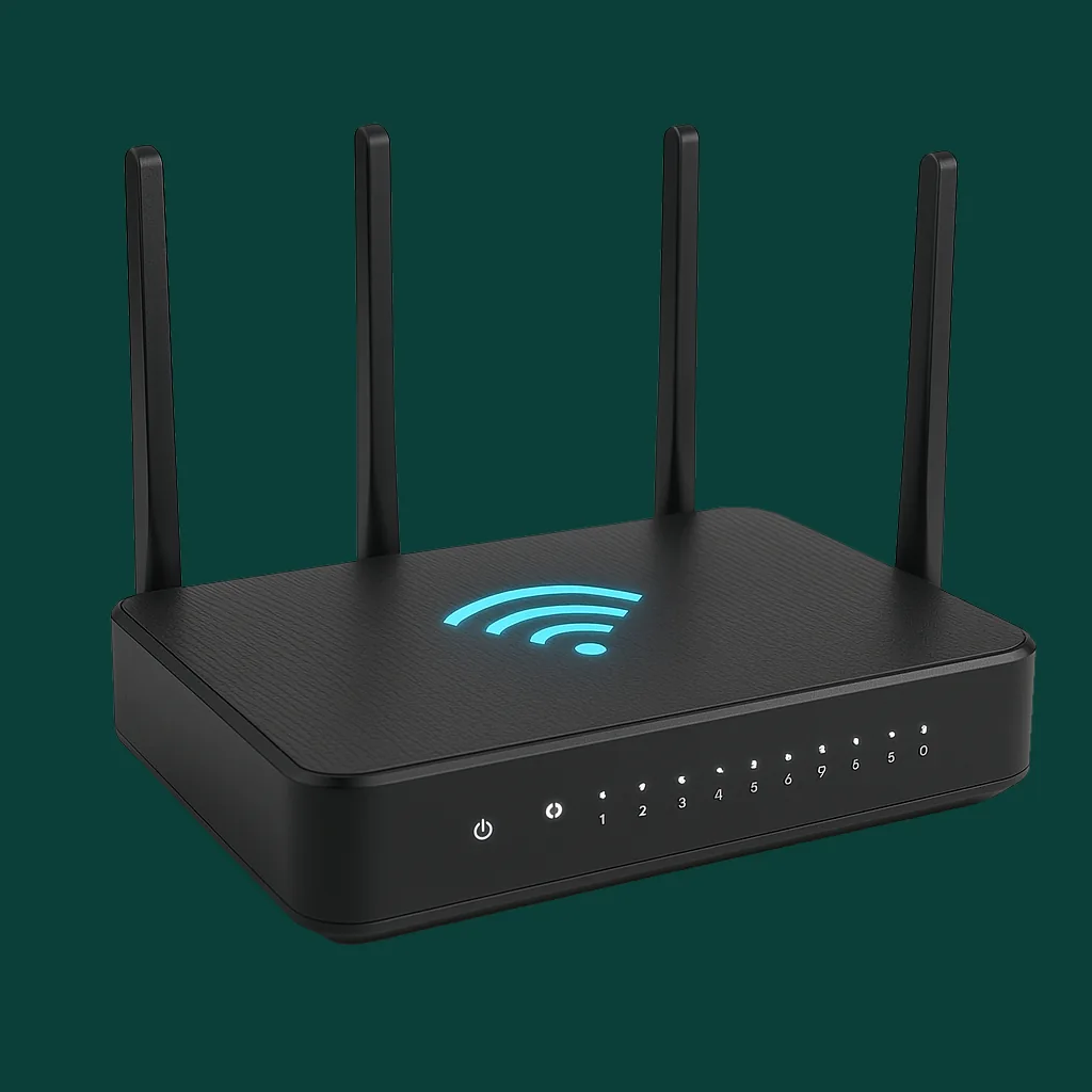 Wi-Fi router being installed and configured in a Kāpiti Coast home